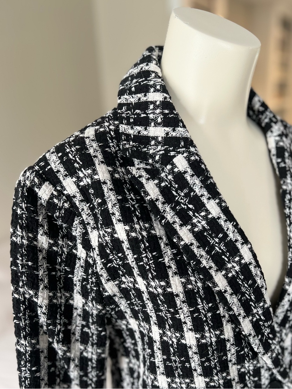 NWT New York & Company Black & White Tweed Boyfriend Blazer - Picture 2 of 10